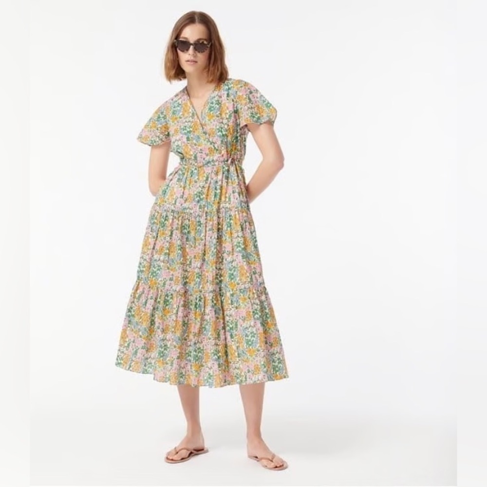 F26 J. Crew Faux-wrap dress in Liberty® Mini Floral Walk
